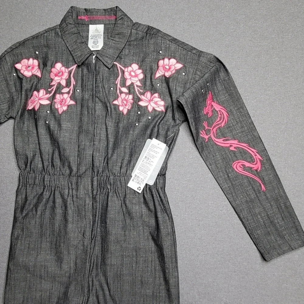 Disney Mulan Pink‎ Floral Embroidered Jumpsuit